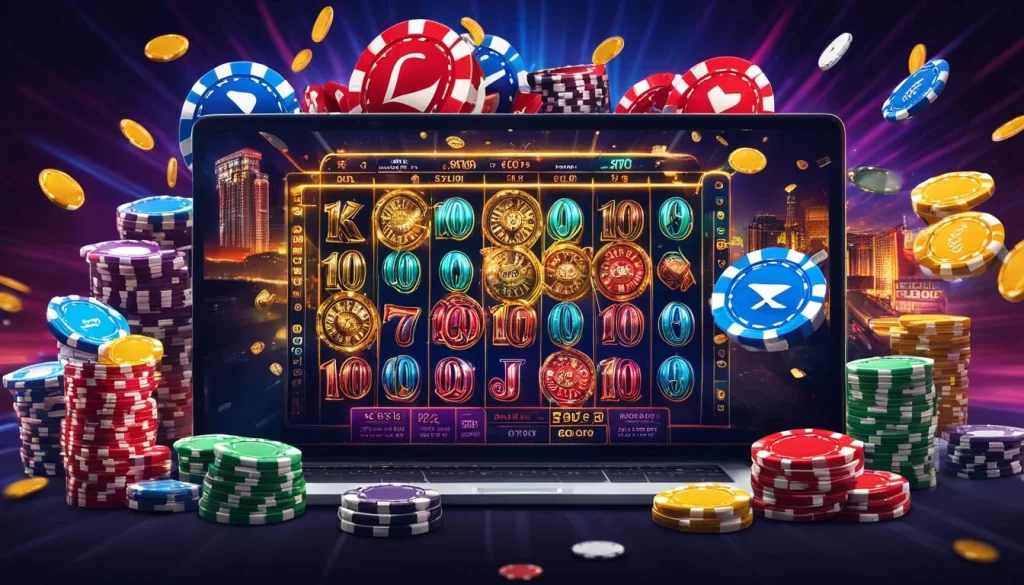 Hình ảnh bài viết mới nhất về trò chơi sòng bạc mới ra mắt trên i9bet141 hiện đang mở, với chip và quân bài.